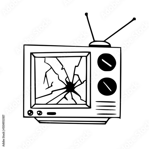 cracked display analog tv outline