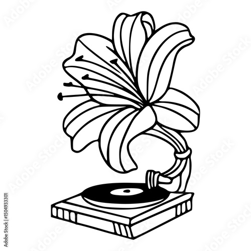 floral gramophone music lily