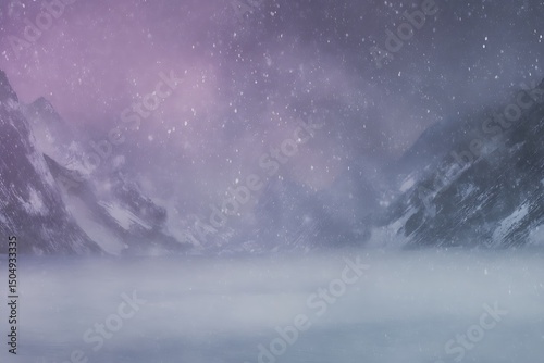 Snowy winter landscape mountain mystic scene