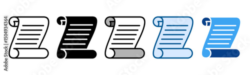Paper Scroll Icon Set Multiple Style Collection