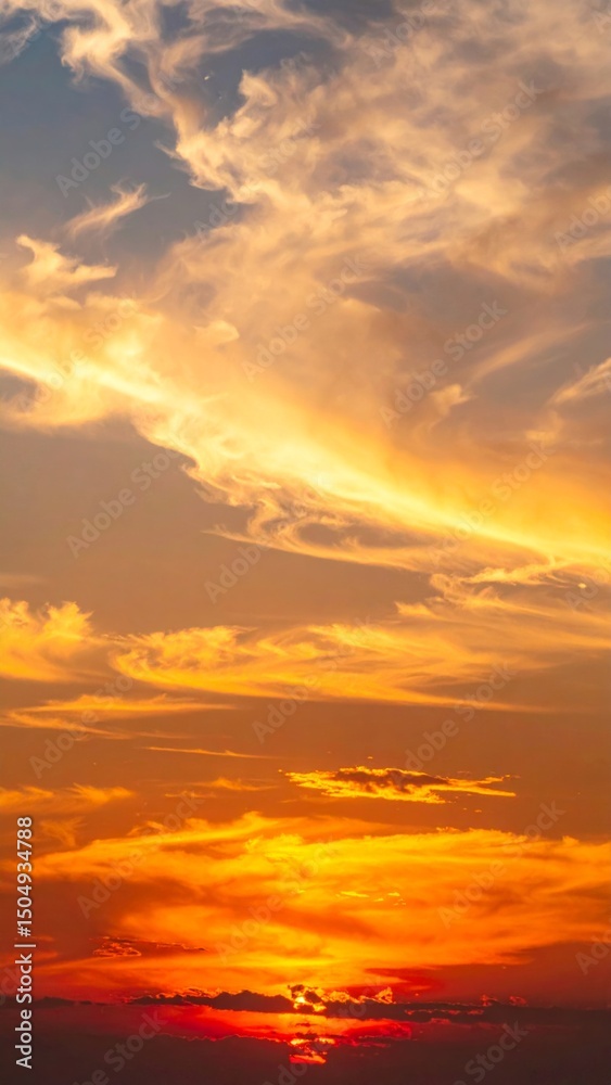 Fototapeta premium Background of the evening sky with golden orange color
