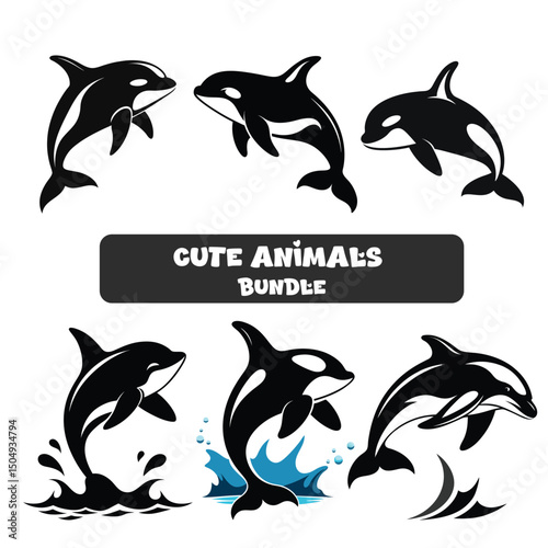 Cute Orca Bundle Black and White Killer Whales