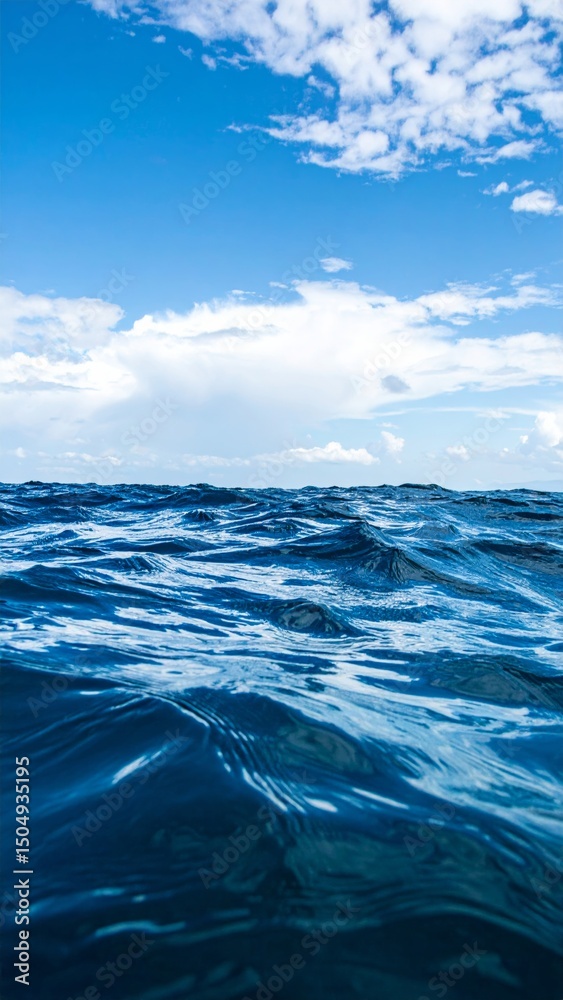 Fototapeta premium Calm ocean waves under a clear sky or light clouds 