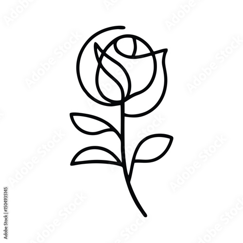 A delicate and elegant flower icon featuring a simple floral design with clean lines. Perfect for nature-themed projects, gardening apps, floral shops, wedding invitations, beauty and wellness brandin