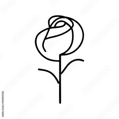 A delicate and elegant flower icon featuring a simple floral design with clean lines. Perfect for nature-themed projects, gardening apps, floral shops, wedding invitations, beauty and wellness brandin