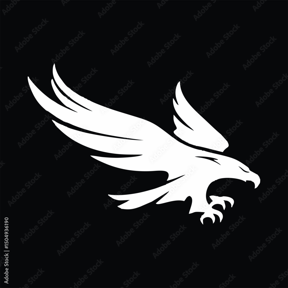 Fototapeta premium A powerful and majestic eagle logo featuring sharp details and bold lines, symbolizing strength, freedom, and leadership. Perfect for sports teams, security companies, government agencies, outdoor bra