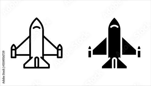 Flying Fighter Jet icon set, Military Aircraft sign design template for web and mobile on white background