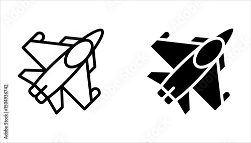 Flying Fighter Jet icon set, Military Aircraft sign design template for web and mobile on white background