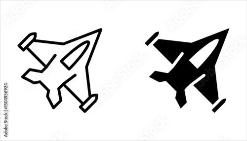 Flying Fighter Jet icon set, Military Aircraft sign design template for web and mobile on white background