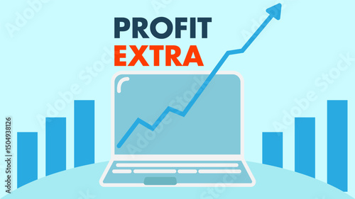 extra financial profit blue growth chart