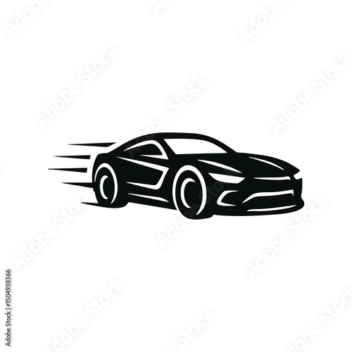 A dynamic and aggressive car racing logo featuring a sleek racing car silhouette, speed lines, and bold typography. Ideal for racing teams, motorsport clubs, automotive brands, racing events, and car 