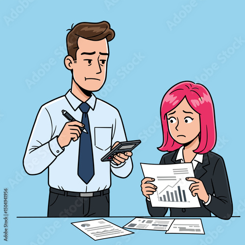 Animated professionals holding reports.