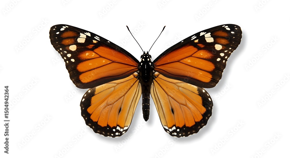 Obraz premium butterfly orange wings on white background detailed 