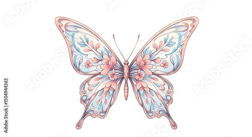 vector art line of butterfly sketch floral pattern wings