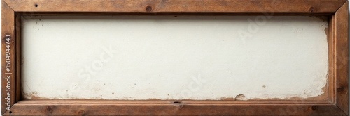 Aged horizontal wooden picture frame, empty canvas space, isolated , frame, photography