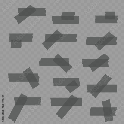 Realistic Single Beige Adhesive Tape Piece on Transparent Background. Vector