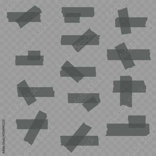 Realistic Single Beige Adhesive Tape Piece on Transparent Background. Vector