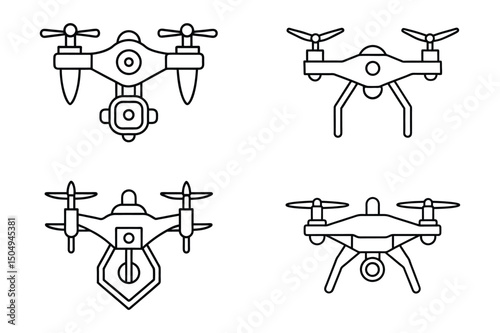 Four Simple Line Art Drone Designs