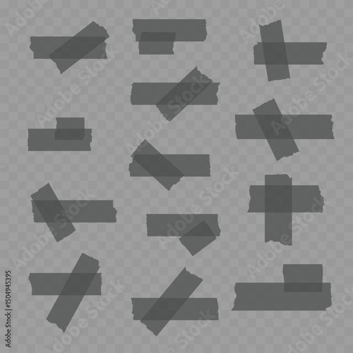 Realistic Single Beige Adhesive Tape Piece on Transparent Background. Vector