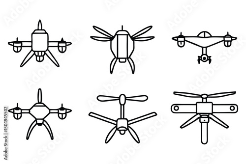 Simple Line Drawings of Various Drone Models