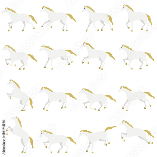 Simple vector illustration set of a running horse