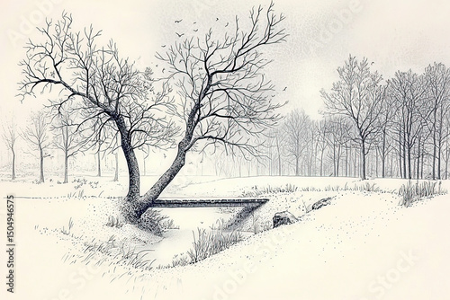 A serene depiction of a woo...
