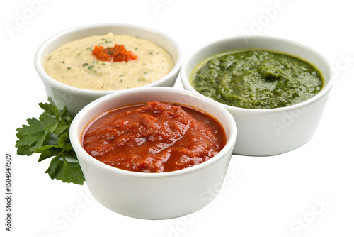 Fotografi Bowls with Sauces Isolated on Transparent Background