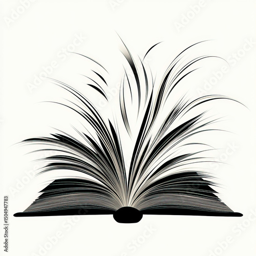 open book silhouette , blac...