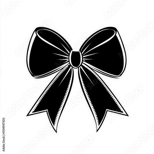ribbon bow silhouette , bla...