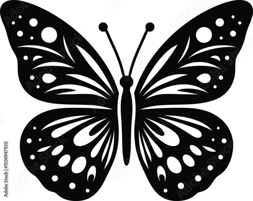 Elegant Black Butterfly Silhouette Vector for Nature and Design Projects