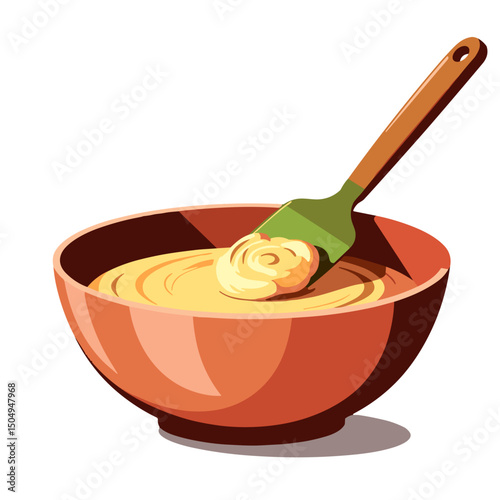 Creative mixing of batter in bowl with spatula, culinary artistry