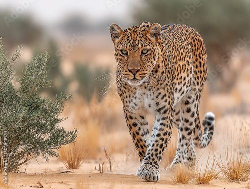 Stealthy leopard in Arabian...
