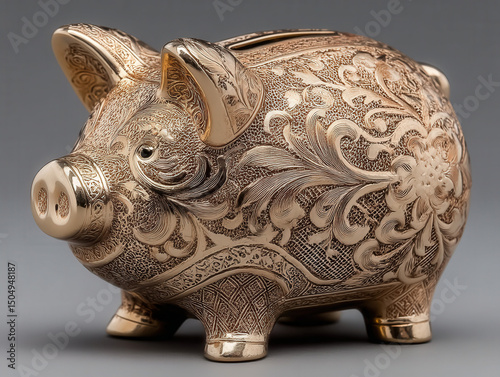 Solid gold piggy bank with ...