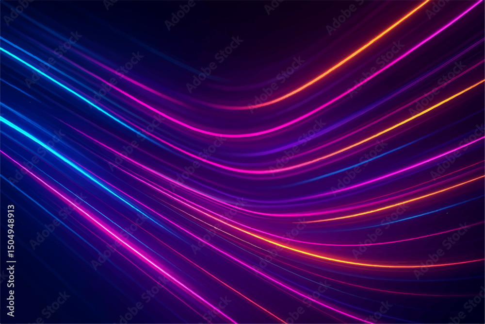 Fototapeta premium Abstract neon light motion lines background.