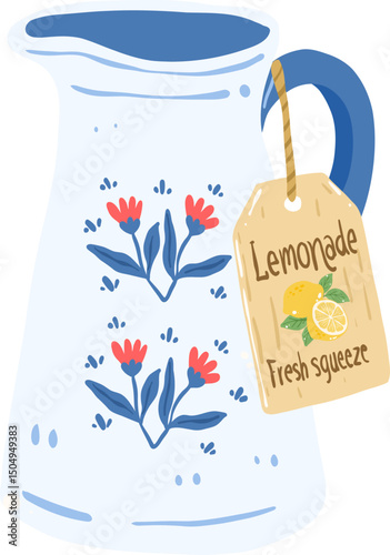 Illustrated Pitcher of Lemonade with Tag