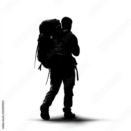 backpacker silhouette , bla...