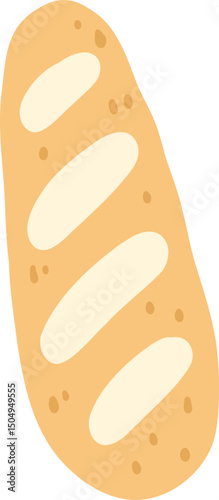 Illustration of a Crusty Baguette Loaf