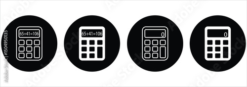 Calculator icons set. Accounting calculator sign and symbol. Symbol of tax accounting scientific keyboard device.