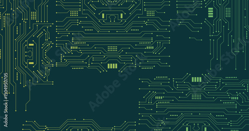 Electronics board. Circuit board electronic hi tech pattern. Vector abstract computer chip. Black monochrome background. 