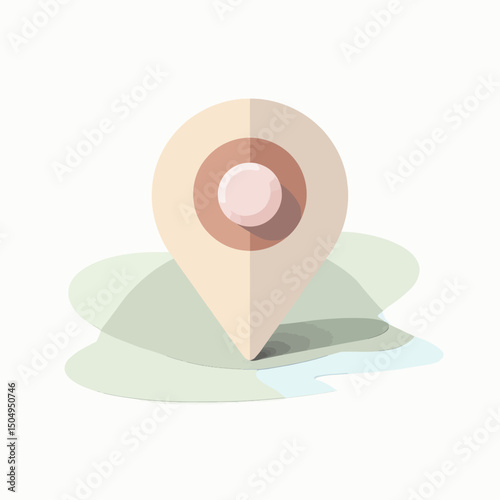 Pastel Location Pin on Abstract Green Background