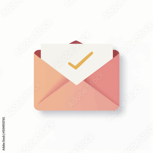 Pastel Pink Envelope with Gold Check Mark Icon