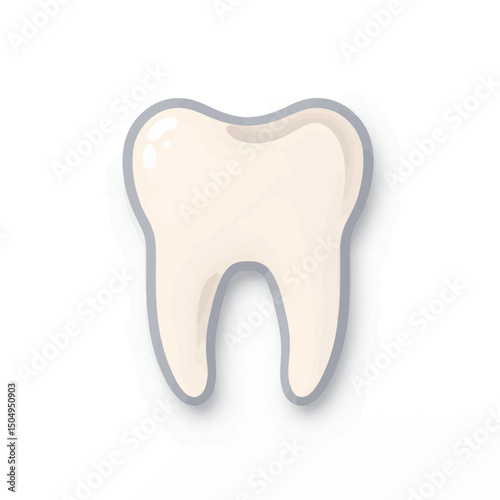Single Cartoon Tooth Illustration on White Background