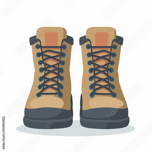 Tan Hiking Boots with Dark Soles on White Background