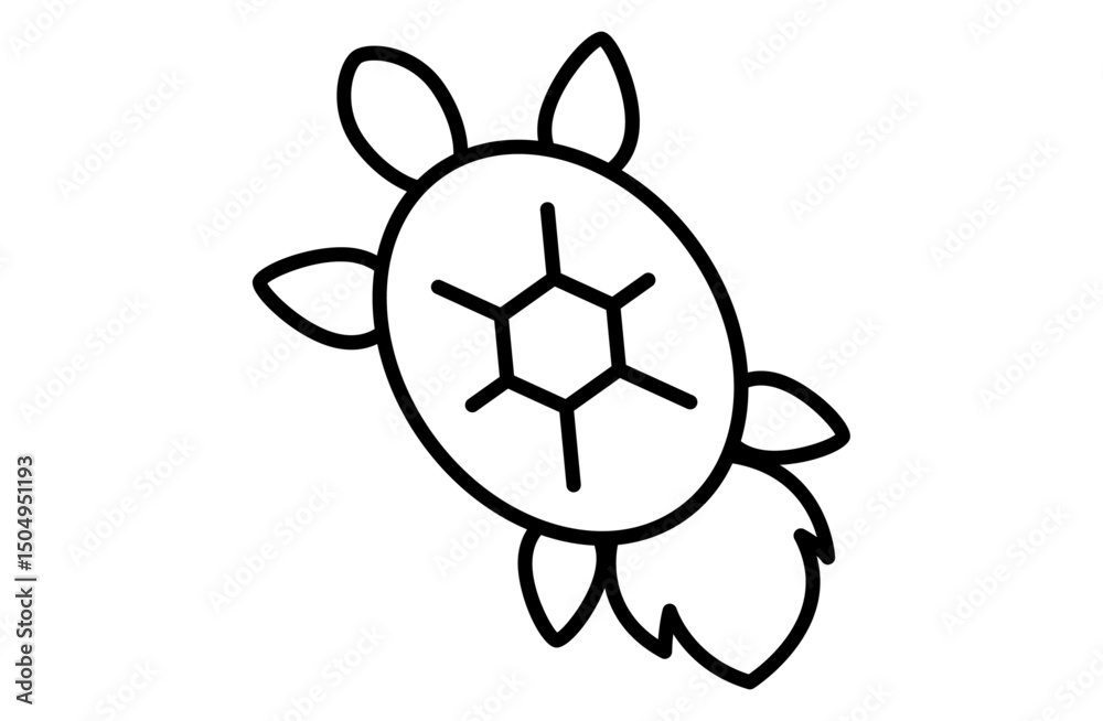 Fototapeta premium 亀のシンプルアイコンベクターイラスト 正月 縁起物 日本 和風 カメ