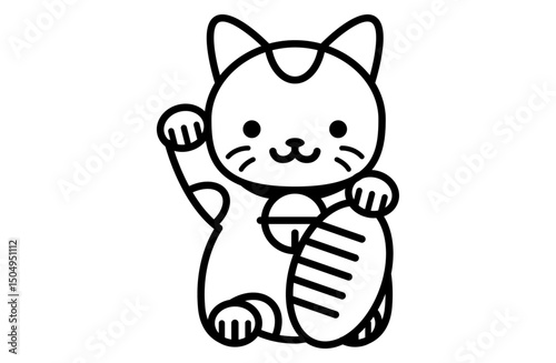 招き猫のシンプルアイコンベクターイラスト 正月 縁起物 日本 和風