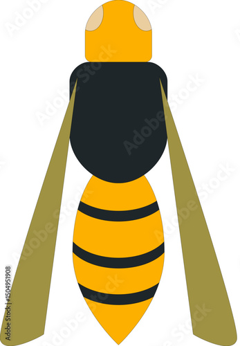 Illustration of a Wasp with Yellow Stripes