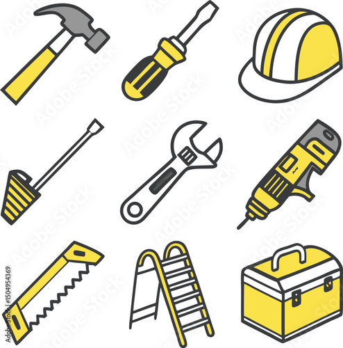 construction tools set vector illustration icons