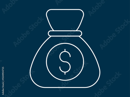 Cost icon. Black Friday icon and symbol. White outline Icon. Simple outline icon.