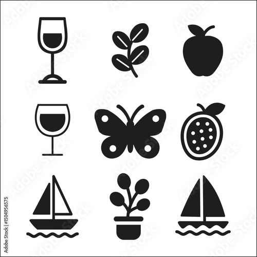 High resolution beach theme icon set sun sand sea and surf elements
