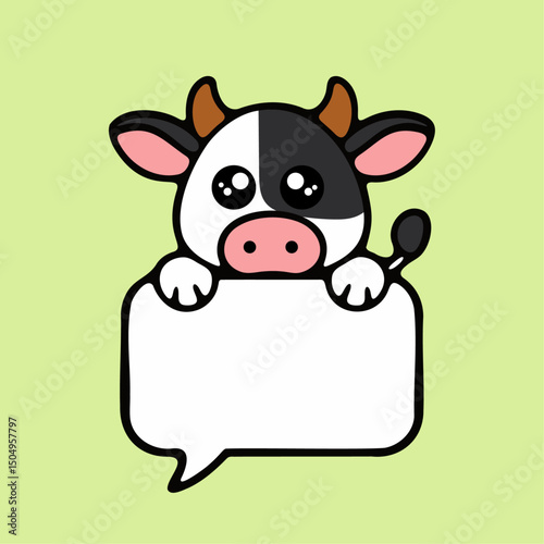 a cow with a speech bubble in its mouth